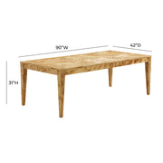 TOV Furniture Brandyss rectangular dining table in natural burl wood with sleek modern design for contemporary dining spaces.