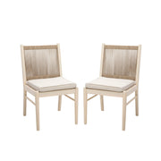 Cordoba - Dining Chair (Set of 2) With Acacia Wood Frame And Water Repellent Fabric - Beige / Yellow - R&R Furniture Gallery (Fountain Valley, CA)