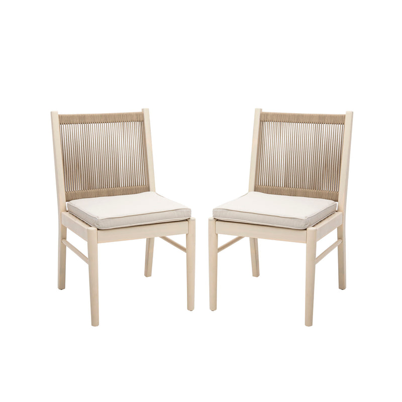 Cordoba - Dining Chair (Set of 2) With Acacia Wood Frame And Water Repellent Fabric - Beige / Yellow - R&R Furniture Gallery (Fountain Valley, CA)