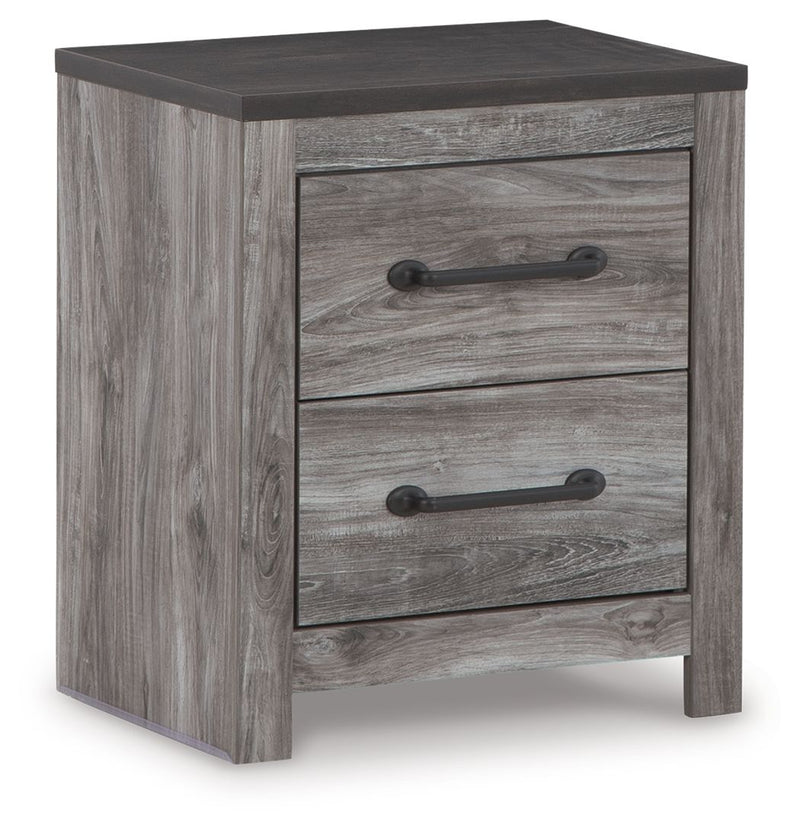 Bronyan - Two Drawer Night Stand - Dark Gray - R&R Furniture Gallery (Fountain Valley, CA)