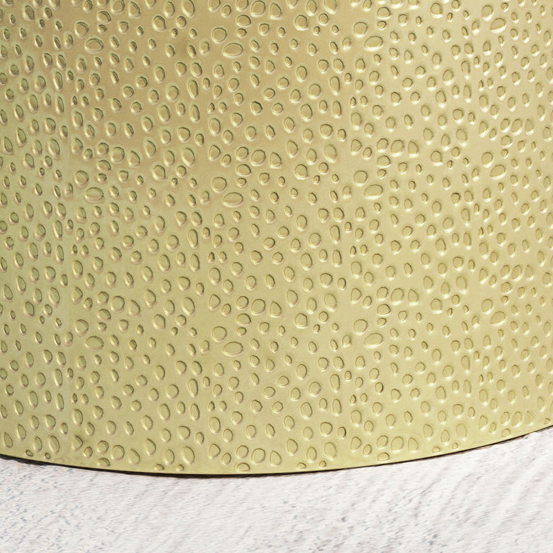 Noble House modern round accent table with hammered surface and metal finish, stylish addition to living room decor