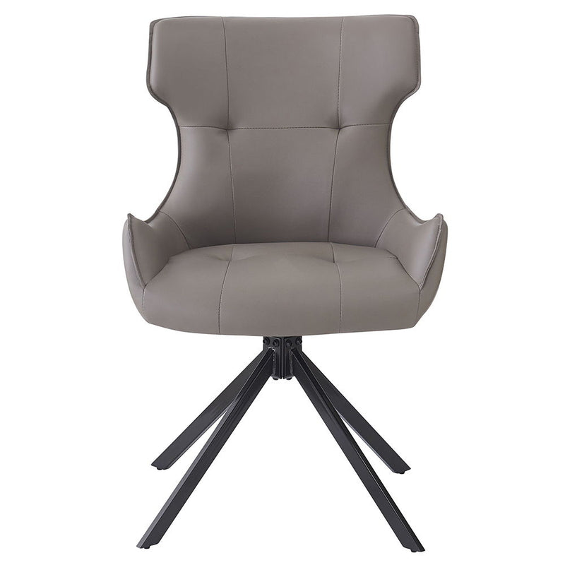 Damita - Camel Synthetic Leather Side Chair With Swivel (Set of 2) - Gray & Black Finsh - R&R Furniture Gallery (Fountain Valley, CA)