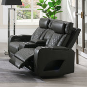 Taddeo - Power Motion Loveseat With Console, Speaker, USB, Wireless Charger & LED - Dark Gray - R&R Furniture Gallery (Fountain Valley, CA)