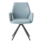 Segismunda - Arm Chair With Swivel - Light Blue Leather & Black - R&R Furniture Gallery (Fountain Valley, CA)