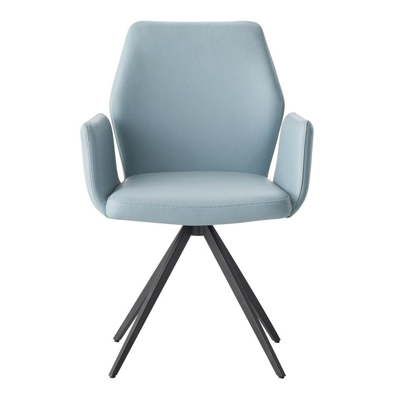 Segismunda - Arm Chair With Swivel - Light Blue Leather & Black - R&R Furniture Gallery (Fountain Valley, CA)