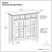 Simpli-Home Acadian entryway storage cabinet in brunette brown, featuring a compact accent cabinet with doors and storage space.