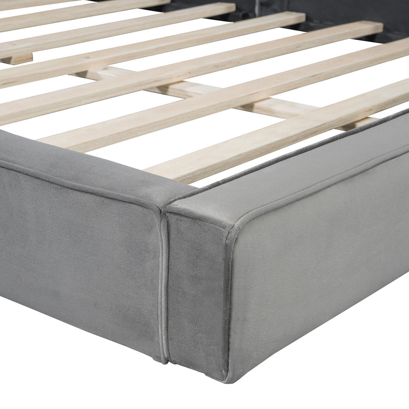 Upholstered Platform Bed, Grounded Bed With Solid Frame - R&R Furniture Gallery (Fountain Valley, CA)