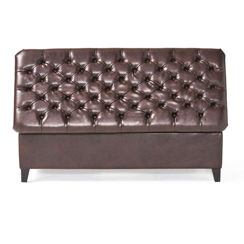 Juliana storage ottoman with birch wood legs by Noble House, featuring a cushioned top and spacious interior for storage.