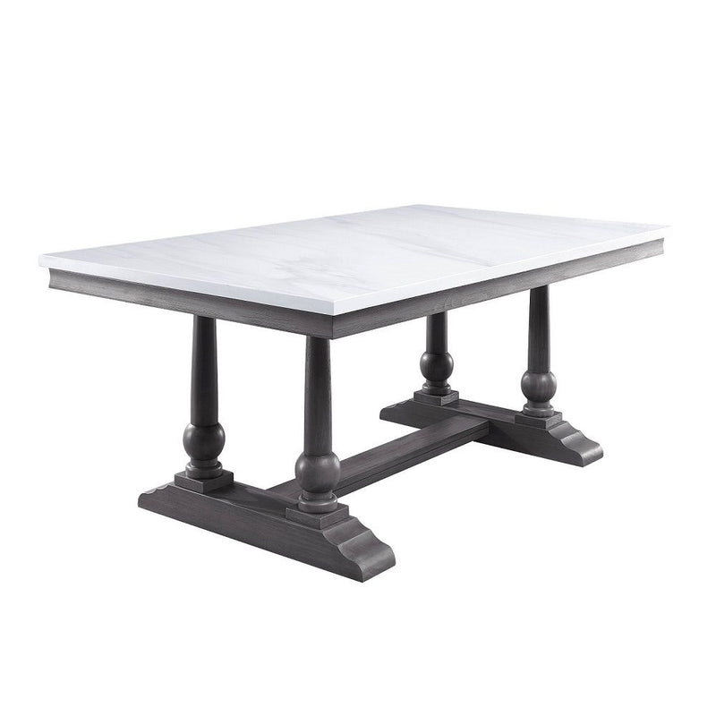 Yabeina - Dining Table - Marble Top Top & Gray Oak - R&R Furniture Gallery (Fountain Valley, CA)