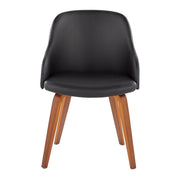 Lumi Source Bacci mid-century modern arm dining chair with wooden legs and upholstered seat, stylishly designed for contemporary dining rooms.