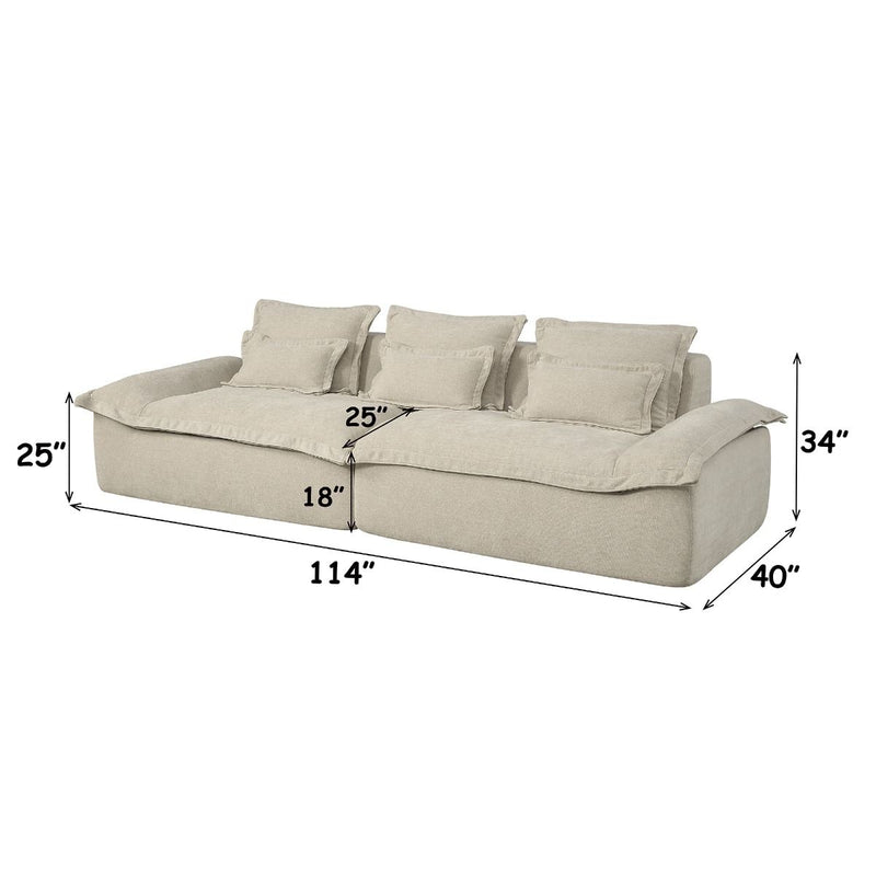 Jesse - Oversized Sofa With 6 Pillows - Beige Linen