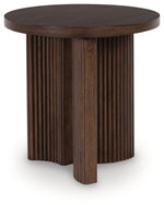 Korestone - Round End Table - Dark Brown - R&R Furniture Gallery (Fountain Valley, CA)