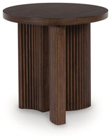 Korestone - Round End Table - Dark Brown - R&R Furniture Gallery (Fountain Valley, CA)