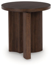 Korestone - Round End Table - Dark Brown - R&R Furniture Gallery (Fountain Valley, CA)