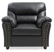 Black Olney arm chair by Glory Furniture featuring a modern design with plush upholstery and sturdy wooden legs.