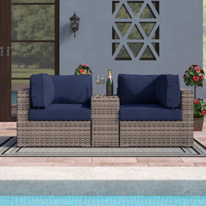 Outdoor Seating Group With Cushions 2 Person - Gray