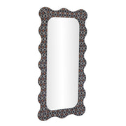 TOV Furniture Charlene 39x75 inch wall mirror with a squiggle biologic print design, featuring a sleek, modern frame.