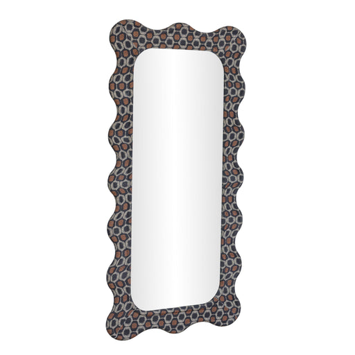 TOV Furniture Charlene 39x75 inch wall mirror with a squiggle biologic print design, featuring a sleek, modern frame.