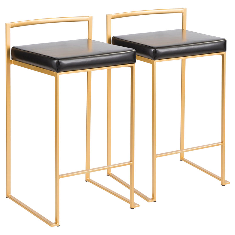 Lumi Source Fuji contemporary counter stool set with glam design, featuring sleek seats and modern metal legs.