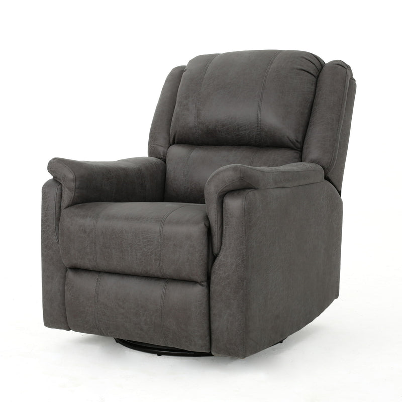 Noble House contemporary swivel glider chair with plush cushioning and modern design, perfect for living room relaxation.