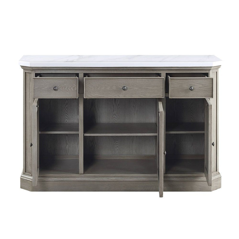 Zumala - Server - Marble Top & Weathered Oak - R&R Furniture Gallery (Fountain Valley, CA)