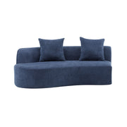 Elegant curved sectional sofa by Noble House with plush foam cushions, showcasing a modern stationary sofa design in a stylish living room.