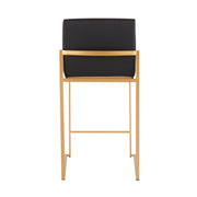 Lumi Source Fuji contemporary high-back counter stool with stylish design and dark wood finish, part of a stool set.