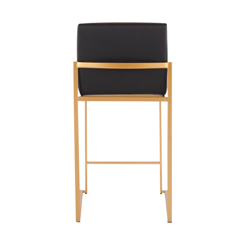 Lumi Source Fuji contemporary high-back counter stool with stylish design and dark wood finish, part of a stool set.