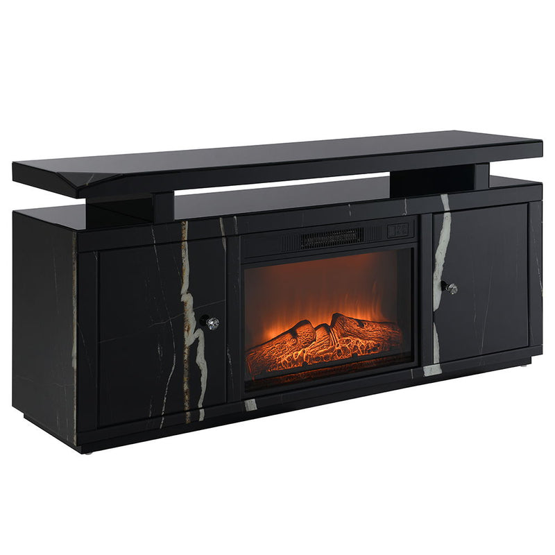 Drisana - TV Stand With Fireplace - Black Mirrored - R&R Furniture Gallery (Fountain Valley, CA)