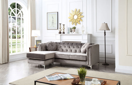 Glory Furniture soft microfiber suede sofa chaise in a stationary sectional with plush cushions and modern design.