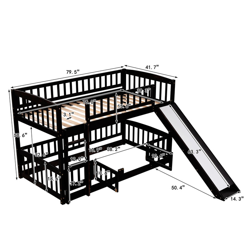 Low Bunk Bed With Slide, Fence And Ladder - R&R Furniture Gallery (Fountain Valley, CA)