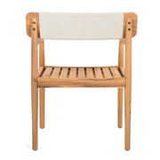 Creative Braided Acacia Wood Outdoor Dining Table And Chairs With Armrests (Set of 2) - Teak / White - R&R Furniture Gallery (Fountain Valley, CA)