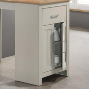 Lilola Home Alonzo small space counter height dining table with cabinet and drawer storage, showing wood finish and compact design.