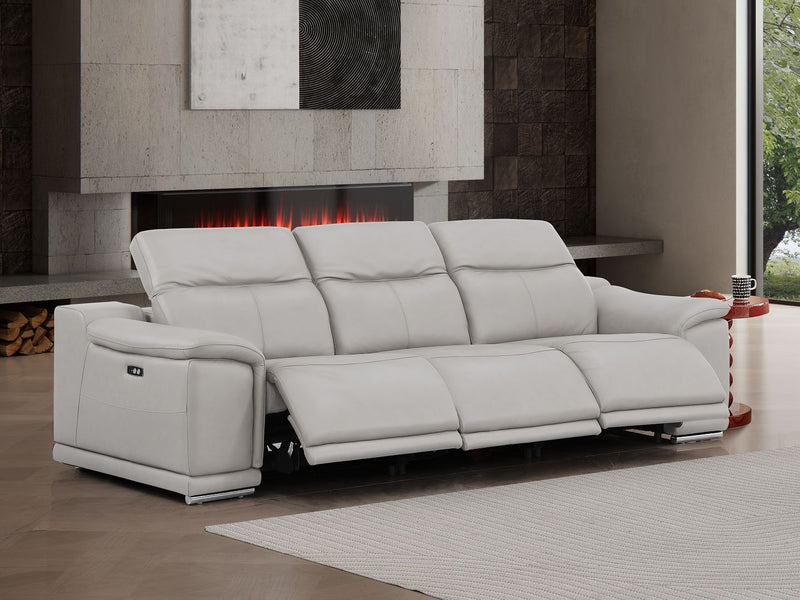 2679 - Genuine Leather Sofa With 3 Power Recliners