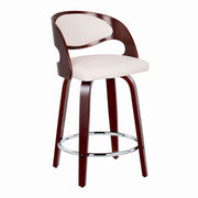 Lumi Source Pino mid-century modern fixed height barstools with swivel and round footrest, set of 2, featuring sleek wooden seats