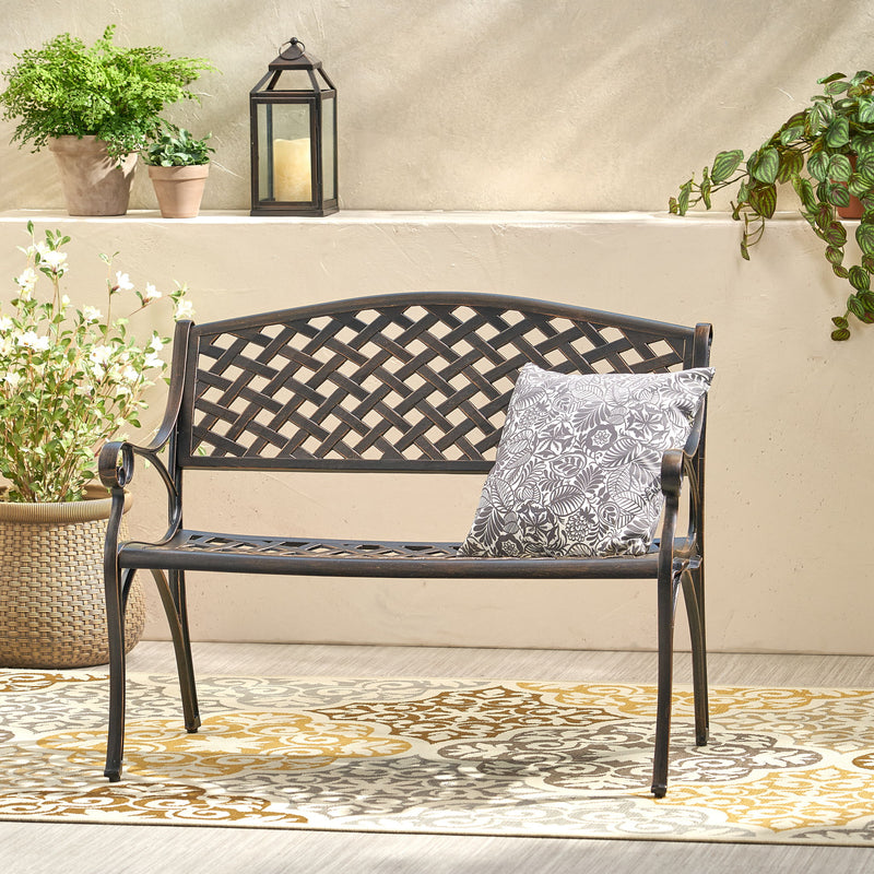Spencer - Cast Bench - Copper - R&R Furniture Gallery (Fountain Valley, CA)