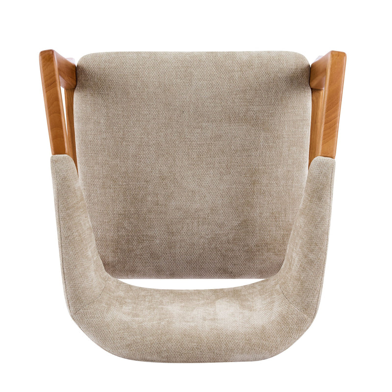 Indoor Upholstered Dining Chair (Set of 2) With Sturdy Frame And Ergonomic Curved Backrest - Oatmeal / Teak - R&R Furniture Gallery (Fountain Valley, CA)