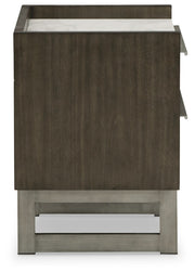 Arkenton - Two Drawer Night Stand - Grayish Brown / White - R&R Furniture Gallery (Fountain Valley, CA)
