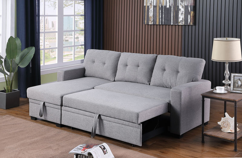 Upholstered Pull Out Sectional Sofa With Chaise - R&R Furniture Gallery (Fountain Valley, CA)