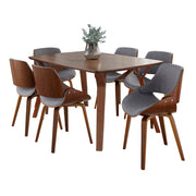Lumi Source Folia Fabrizzi 7-piece mid-century modern dining set with wooden table and matching chairs, stylish and contemporary.