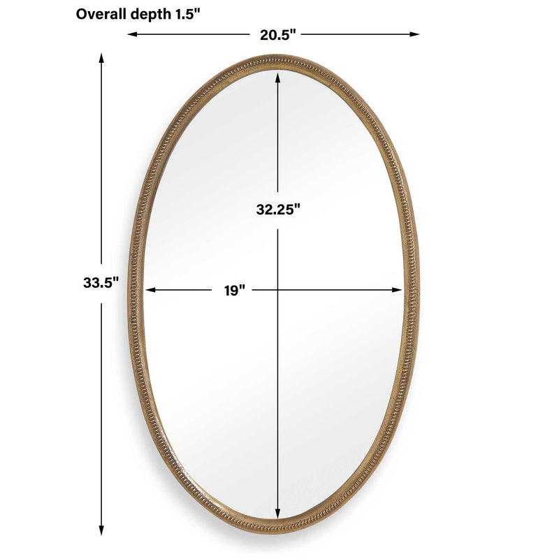 Ellis - Beaded Oval Mirror - Brass