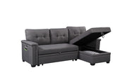 Nathan - Reversible Sleeper Sectional Sofa With Storage Chaise, USB Charging Ports And Pocket - R&R Furniture Gallery (Fountain Valley, CA)