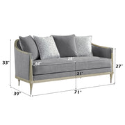 Fernando - Loveseat With 4 Pillows - Gray Chenille & Champagne - R&R Furniture Gallery (Fountain Valley, CA)