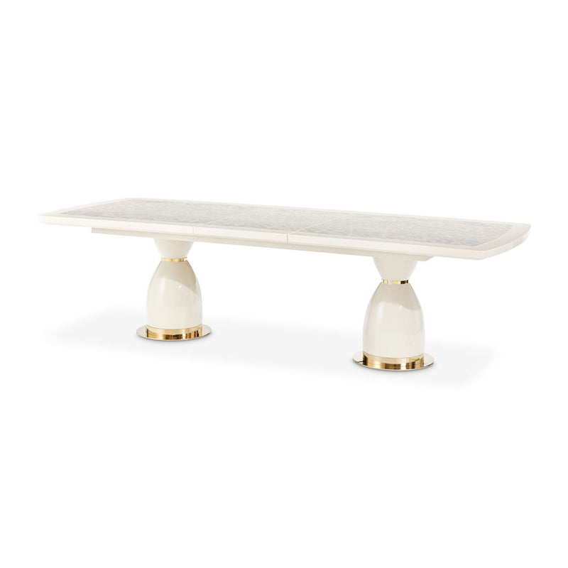 Lisbon - Double Pedestal Dining Table - Silken Matte Cream - R&R Furniture Gallery (Fountain Valley, CA)