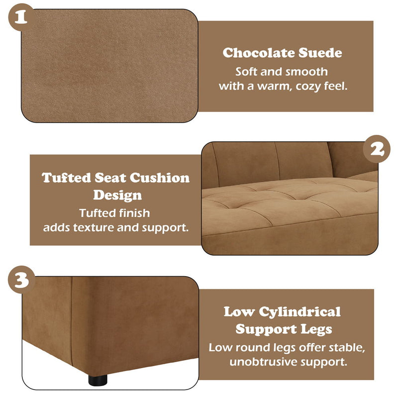 Zoey - Modular - Armless Chair - Chocolate Suede - R&R Furniture Gallery (Fountain Valley, CA)