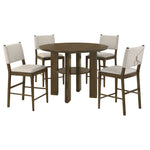 Crispin - 5 Piece Counter Height Dining Set With Upholstered Chairs - Brown