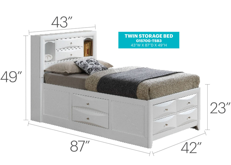 Modern Design Storage Bed With Bookcase Headboard - R&R Furniture Gallery (Fountain Valley, CA)