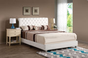 Elegant transitional upholstered bed by Glory Furniture featuring a plush fabric headboard and a stylish frame for modern bedrooms.