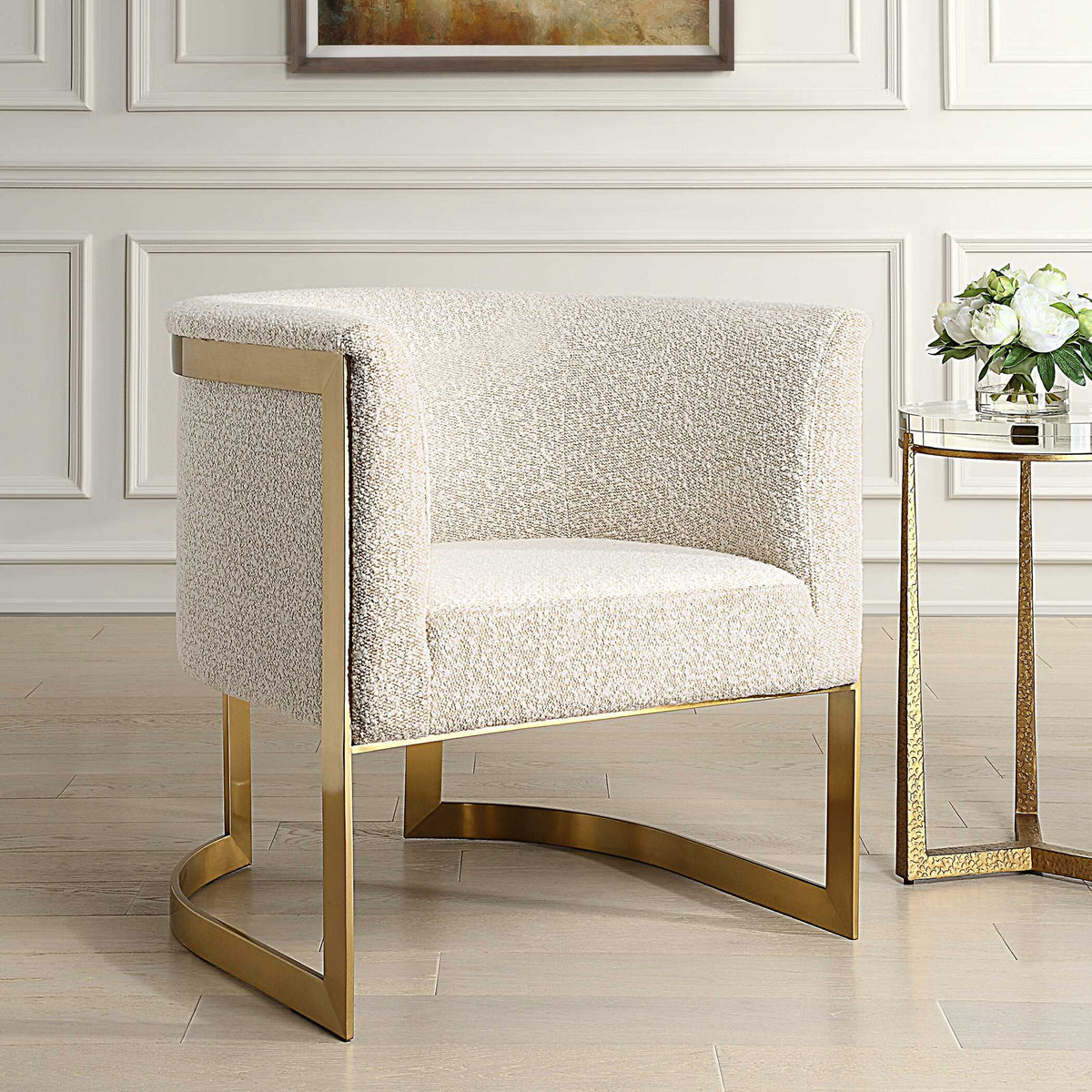 Bellina - Plush Barrel Chair - Gold