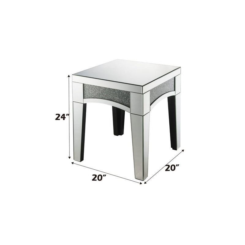 Noralie - 20" X 20" End Table - Mirrored & Faux Diamonds - R&R Furniture Gallery (Fountain Valley, CA)